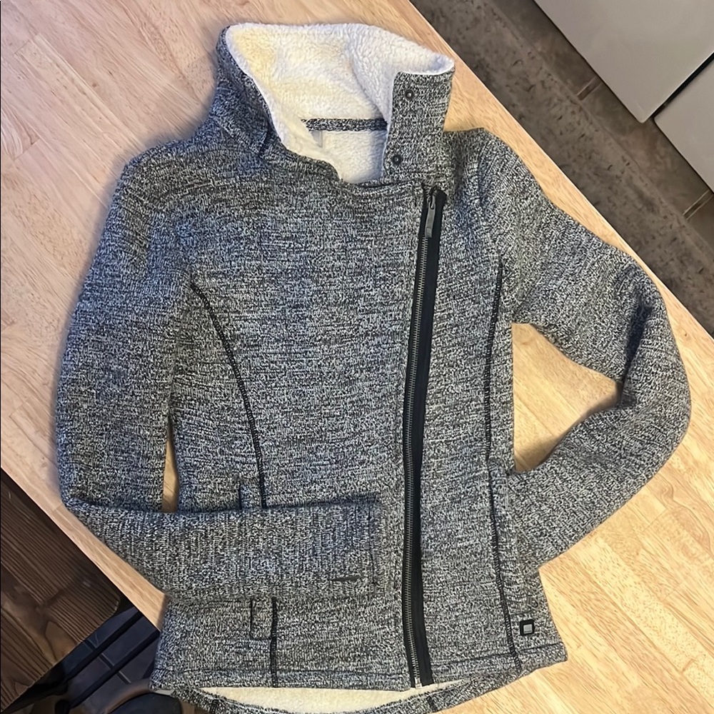Women's Gray Bench Jacket with Asymmetrical Zipper